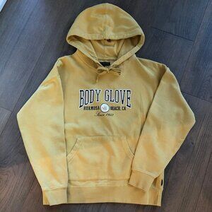 Body Glove Prep School Chill Fleece Retro Style 100% Cotton Hoodie Gold Sz XS